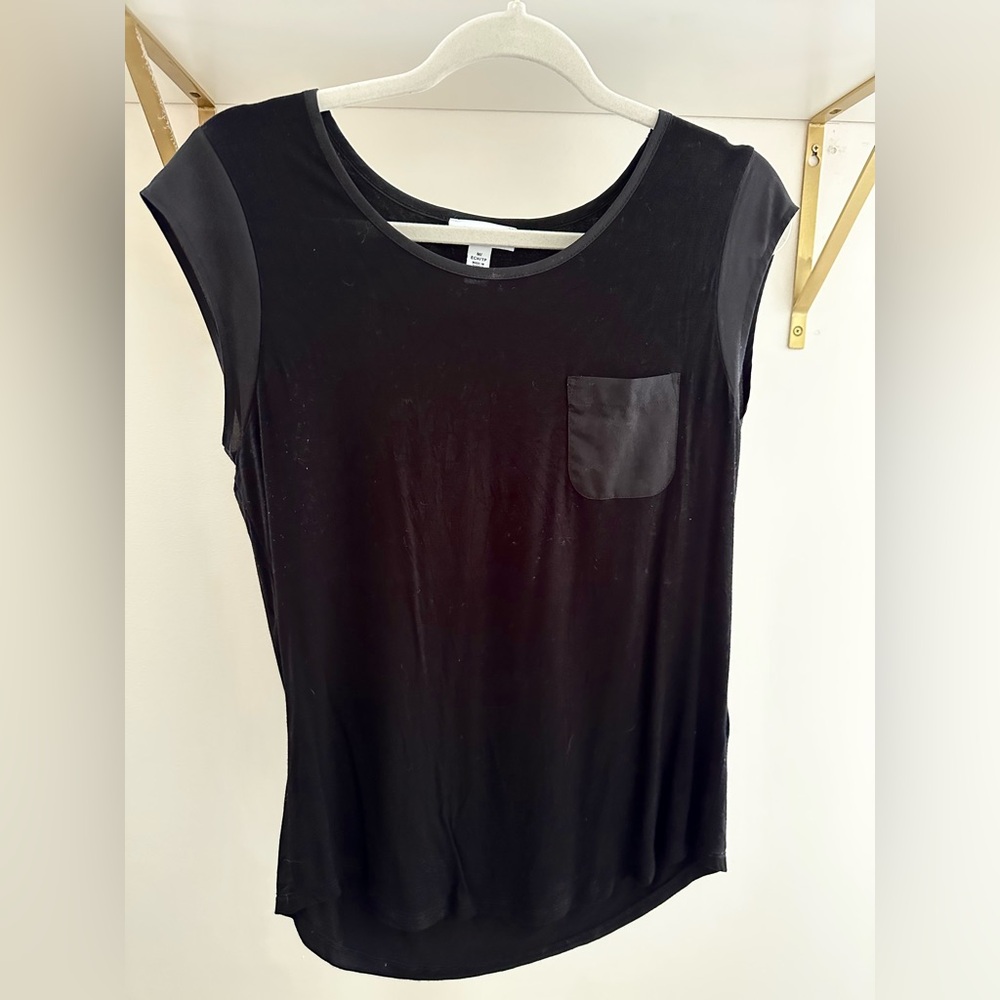 Calvin Klein Black Fitted Cap Sleeve Tee